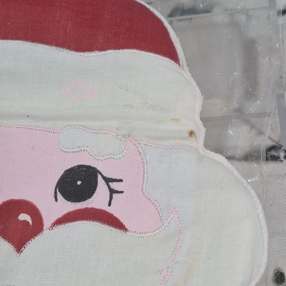 Vintage 70s Holiday Potholders Lot 2 Santa Teddy Bear Cotton Christmas Decor New